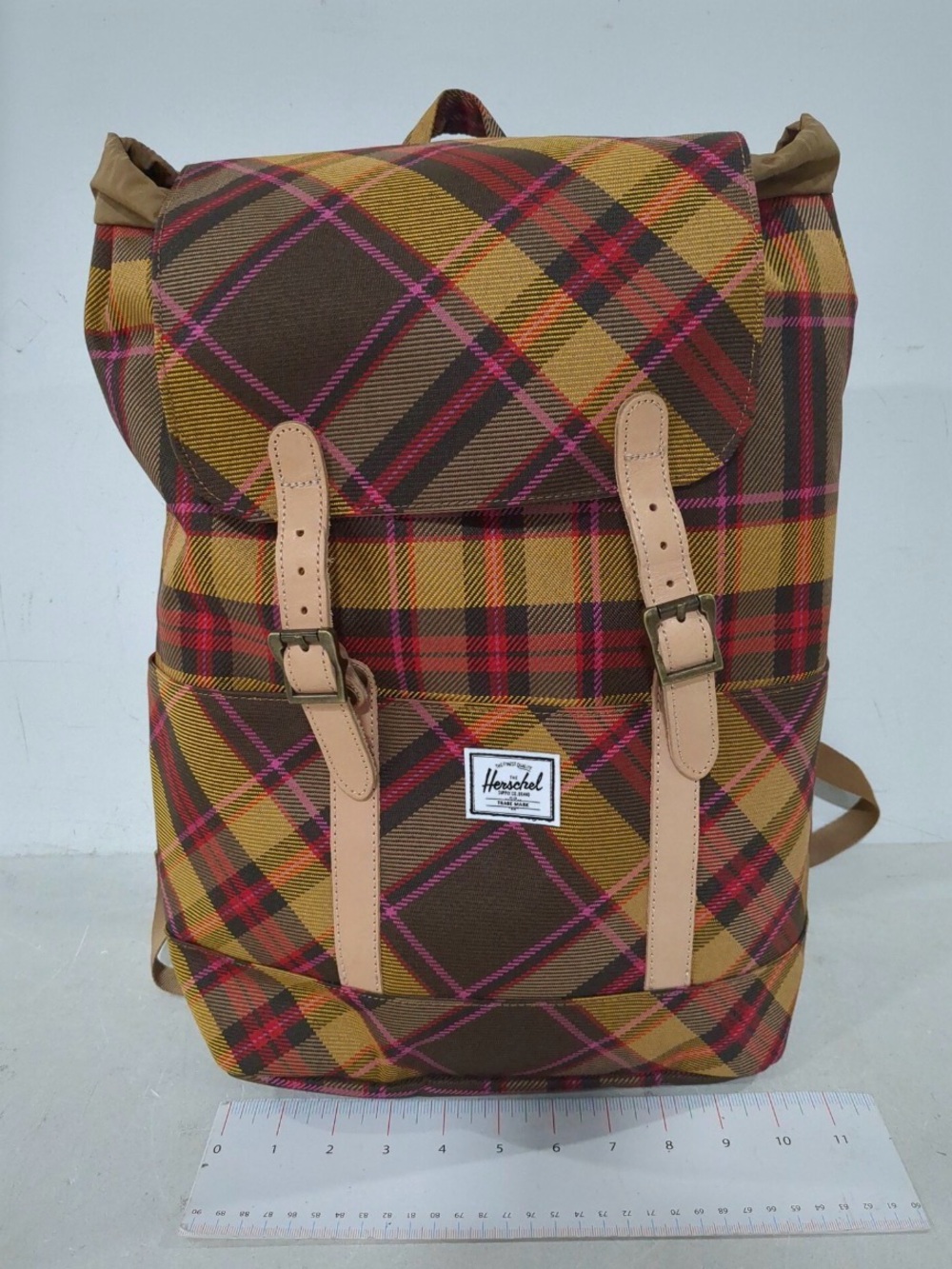 Herschel Heritage Plaid Backpack in Brown/Yellow